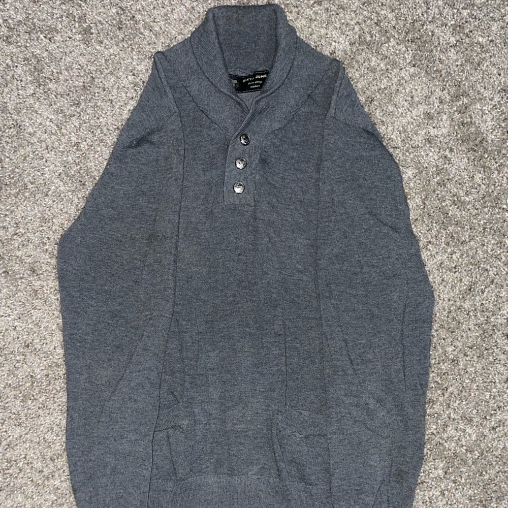 Men's V-Neck Sweater in Charcoal Gray